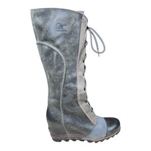 Sorel Cate The Great Tall Leather Wedge Lace Up Boot